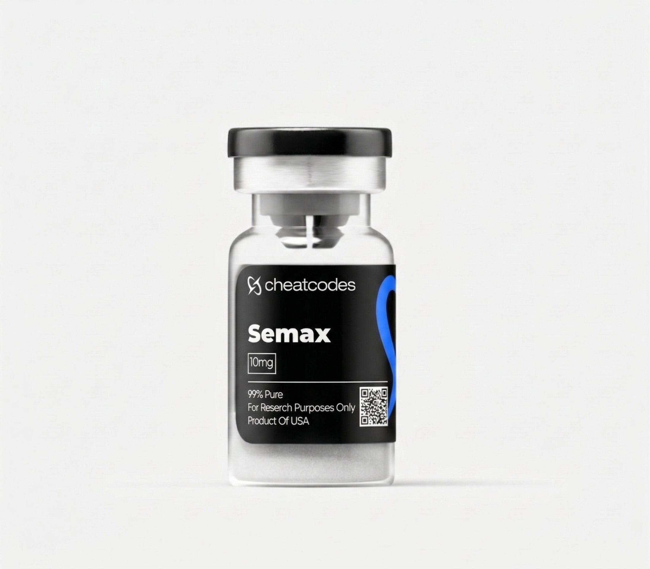 Vial labeled 'Semax' with 'cheatcodes' branding on a white background