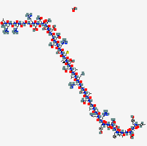 Molecular structure diagram with colored atoms on a white background